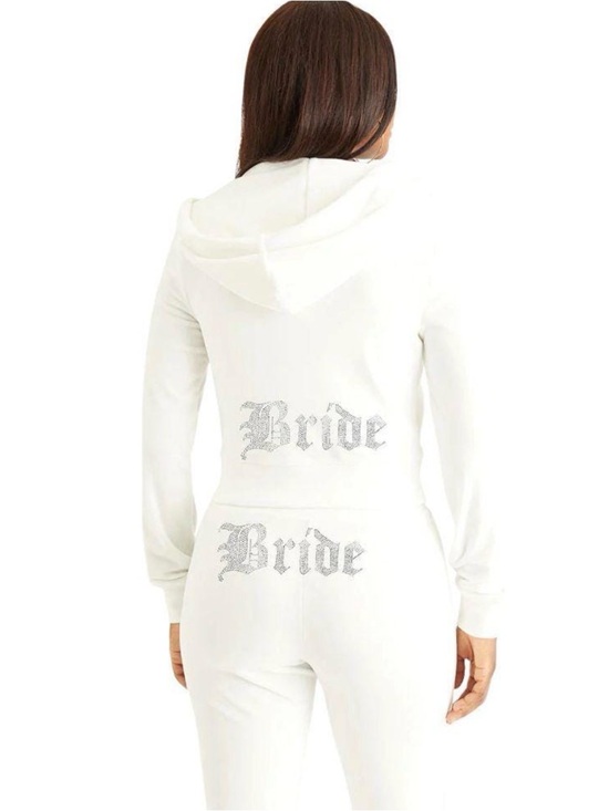 Juicy Couture Pants - Juicy Couture White Embellished 'Bride' Tracksuit BOTTOMS ONLY - Size medium